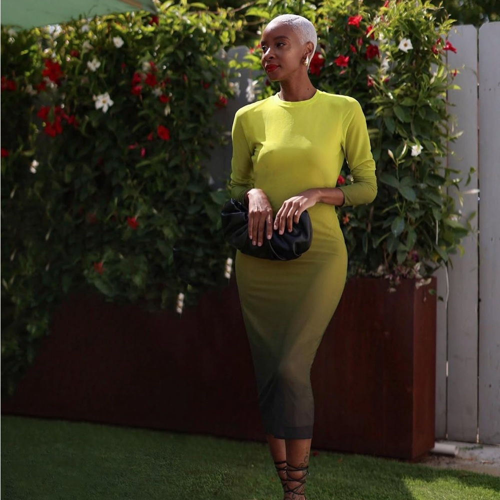 Elegant Green Ombre Midi Dress
